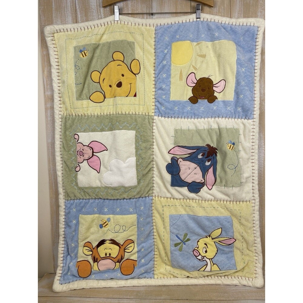 Disney Classic Winnie The Pooh & Friends Patchwork Fleece Baby Blanket 43"x34" - Picture 7 of 14